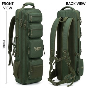 Bolsa de Transporte para Cañas de Pescar TAISON SPORTS Premium 600D Oxford PU 30-40L, 320 GSM, Impermeable, con Múltiples Bolsillos, Logotipo Personalizado, Bordado Dorado - Product Image 1