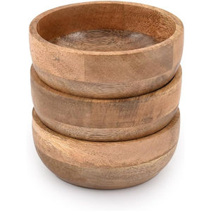 Ensemble de 4 bols à salade en bois attrayants, faits à la main, ronds, naturels, pour la cuisine et la table à manger, à prix abordable - Product Image 2