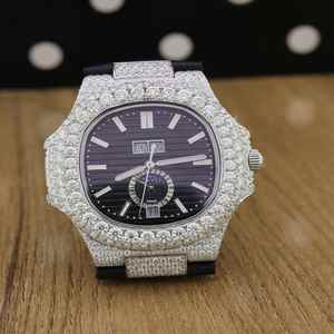 VVS Moissanite Mouvement à quartz de luxe pour hommes Montre en acier inoxydable Chronographe Résistant à l'eau - Product Image 3