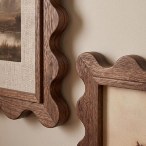 Cadre photo en bois de luxe avec passe-partout en tissu, cadre photo mural décoratif avec un design élégant à bords festonnés pour photos de famille - Product Image 2