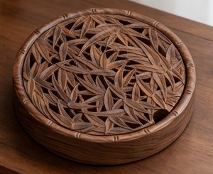 Difusor de Aromaterapia de Madera Hecho a Mano, Estilo Oriental Redondo, Quemador de Incienso Ecológico No Tóxico para Meditación - Product Image 4
