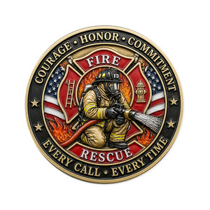 Pièce de monnaie commémorative personnalisée pour défi incendie, avec design double face, pour la promotion d'un anniversaire de caserne de pompiers - Product Image 4