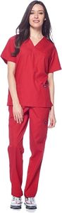 Ensemble de blouses médicales rouges pour femmes, manches courtes, col en V, coton et polyester tissé, uniforme d'hôpital pour les professionnels de la santé - Product Image 4