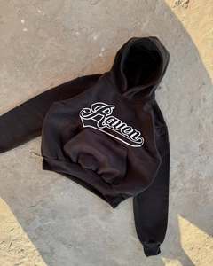 Custom Logo Winter Heavyweight 100% Cotton Full Zipper Hoodie Oversized Thick Drop Shoulder Boxy Cropped Zip Hoodie Men - Product Image 2