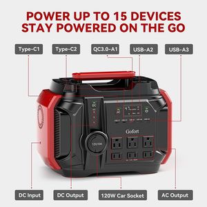 GOFORT 540Wh/500W Peak 1000W <b>Portable</b> Power Station with 6 <b>AC</b> 110V Outlets PD 60W Solar Generator for CPAP Battery Power - Product Image 3