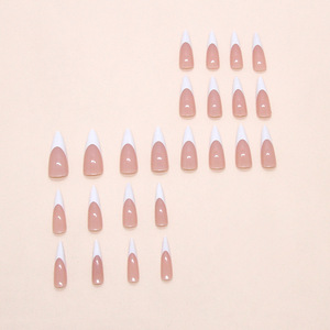 Ongles press-on multifonctionnels amande en ABS blanc laiteux, style minimaliste français, 24 pièces - Product Image 3