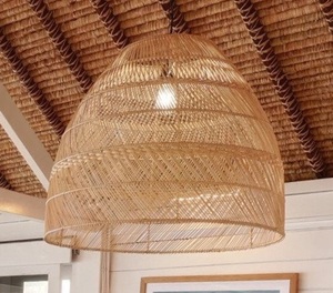 Lámpara colgante de ratán en tejido de mimbre, lámpara de techo colgante hecha a mano con cubiertas de luz para dormitorio bohemio, cocina, sala de estar - Product Image 4