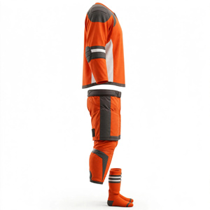 Men's <b>Orange</b> Hockey Uniform Set With Protective Padding And Matching <b>Socks</b> - Product Image 2