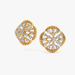 Pendientes redondos con diamantes florales - Product Image 4