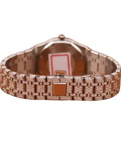 Montre unisexe de luxe en or blanc sertie de diamants Moissanite VVS, montre-bracelet personnalisée Hip Hop avec cadran à aiguilles, haute qualité, entièrement pavée - Product Image 3