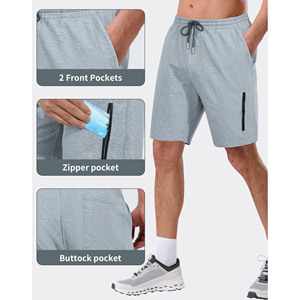 Shorts de haute qualité pour hommes, athlétiques, en polyester, pour entraînement, course à pied, décontractés, avec poches et cordon de serrage réglable - Product Image 2