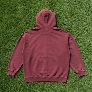 Sudadera con capucha extragrande de felpa para mujer, color burdeos lavado, con bolsillo canguro, estilo casual urbano - Product Image 6