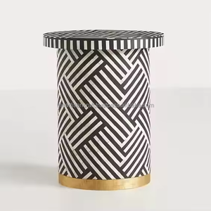 Mesa decorativa con incrustaciones de hueso hechas a mano, mesa redonda de diseño rayado con color personalizado de alta calidad de ARTISAN CRAFT - Product Image 6