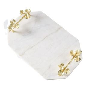 Plateau rectangulaire en marbre créatif et polyvalent en métal, élégant pour servir et décorer n'importe quel espace, design moderne et multifonctionnel - Product Image 1