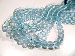 Cuentas Redondas Facetadas de Topacio Azul Natural, Cuentas de Piedras Preciosas de Topacio Azul Genuino - Product Image 1