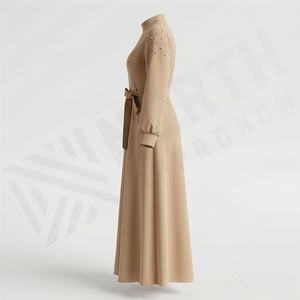 Venta al por Mayor de Vestidos Abaya con Bordado Islámico Tradicional para Mujeres de Tallas Grandes, Color Personalizado, Poliéster Puro - Product Image 3