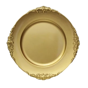 Assiette de présentation chic en cuivre perlé avec une simple rangée de petites perles et une texture mate. Disponible au prix de gros en séries. - Product Image 2