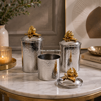 Ensemble de boîtes de rangement de cuisine en acier inoxydable à effet martelé de qualité supérieure avec plateau de service décoratif, ensemble de contenants alimentaires modernes
