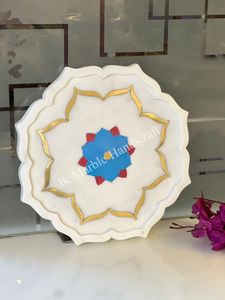 Handmade Marble <b>Decorative</b> <b>Plate</b> Dishwasher Safe Flower Design Shape for Home Kitchen Decoration Party Use Wholesale Available - Product Image 3