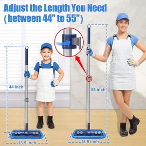 Mopa de microfibra ajustable de 55 cm con 3 almohadillas gruesas lavables para limpieza en húmedo/seco de suelos y madera dura - Product Image 3