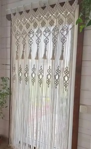 Handmade Macrame <b>Curtain</b> | Boho Cotton Window or Door Hanging - Product Image 3