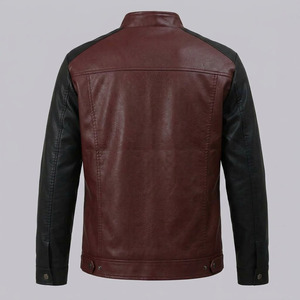 Custom Biker Style <b>Men</b> PU <b>Leather</b> <b>Jacket</b> Two Tone Slim Fit Casual Motorcycle Coat - Product Image 2