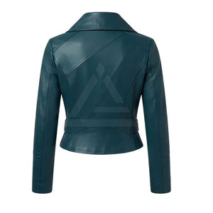 Trendy Short <b>Leather</b> <b>Jacket</b> For <b>Women</b> Fitted <b>Moto</b> Inspired Outerwear For Streetwear Casual Outfits And Weekend Wear - Product Image 2
