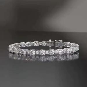 High Quality Moissanite Diamond Tennis <b>Bracelet</b> <b>Silver</b> And Gold Plated Halo <b>Bangle</b> Round Brilliant Unisex Party Jewelry - Product Image 2