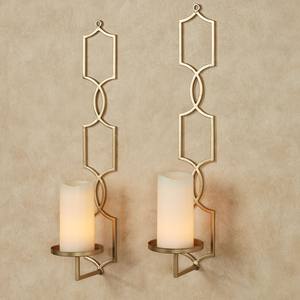 ชุดเชิงเทียนติดผนังโลหะสีทองหรูหรา ดีไซน์เรขาคณิตเชื่อมต่อกัน แข็งแรงทนทาน ให้แสงอบอุ่นนุ่มนวล เหมาะสำหรับการตกแต่งสไตล์โมเดิร์นอย่างมีระดับ - Product Image 2