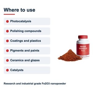 TECHINSTRO Nanopoudre d'oxyde de fer Fe2O3, nanoparticules 99,9% rouge brun 30-60 nm pour céramiques et glaçures, échantillon disponible - Product Image 4