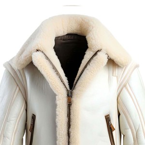 Glory Custom <b>sheepskin</b> leather <b>jacket</b> with sherpa lining warm winter coat belted waist zip closure durable stylish for Unisex - Product Image 3