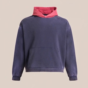 Sweat à capuche délavé à l'acide, fabrication OEM, en coton, effet vintage, personnalisation de la marque disponible pour les acheteurs au détail et en gros - Product Image 1