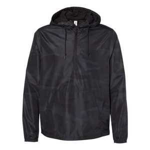 Black <b>Camo</b> Pullover Windbreaker <b>Jacket</b> | Oversized Half Zip Hooded <b>Jacket</b> | Lightweight Streetwear Windbreaker OEM Private Label - Product Image 1