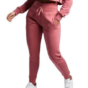 Women's Pink High Waist Skinny Joggers Full Length Elastic Waist Casual Autumn Style Knitted Cotton <b>Spandex</b> <b>Pants</b> Loose fit - Product Image 2