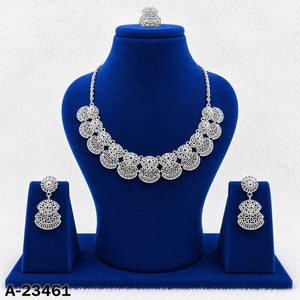 Silver Plated Zircon <b>Bridal</b> <b>Jewelry</b> <b>Set</b> for Women Classic Flower Design Engagement & Wedding <b>Jewelry</b> A-23457 - Product Image 3