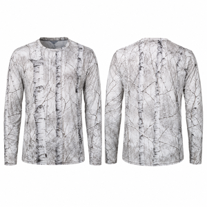 Chemise de chasse décontractée à manches longues pour homme MEGAMAPLE, imprimé bouleau, séchage rapide, vêtements d'extérieur d'été, polyester - Product Image 1
