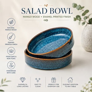 Ensemble de saladiers ovales modernes en céramique de grès |   Bols de service en céramique réactive bleue de qualité supérieure pour pâtes, salades, cuisine et salle à manger - Product Image 5