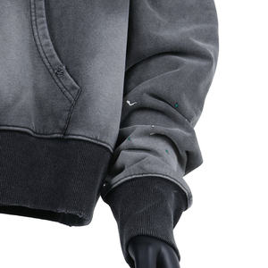 Sweat-shirt à capuche oversize pour homme, gris, imprimé, avec poche, style streetwear, en molleton de coton, pour l'automne, coupe classique - Product Image 5