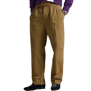 Pantalones plisados para hombre, corte relajado personalizado, pantalones casuales vintage, pantalones chinos elegantes y casuales, OEM Premium para uso diario. - Product Image 1