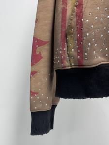 Sweat-shirt à capuche zippé pour femme Crime Glory avec imprimé lettres en strass, manches longues, coupe classique, en coton tricoté, pour l'automne - Product Image 3