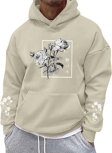 Sweat-shirt à capuche pour homme, 100% coton, style japonais esthétique, coupe classique, streetwear, vente en gros - Product Image 2