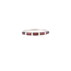 14K Gold Baguette Cut <b>Garnet</b> Half Eternity Wedding Band <b>Ring</b> - Product Image 3