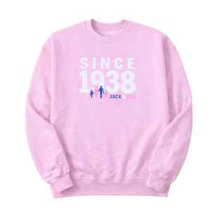 Sweat-shirt à col rond Jack and Jill rose avec motif graphique depuis 1938 pour hommes et femmes, confortable à porter, sweat-shirt à manches longues - Product Image 1