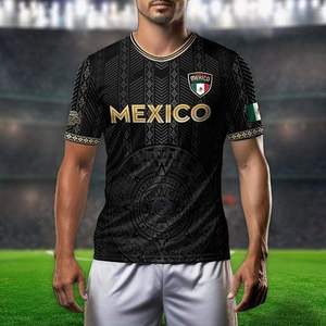 Camiseta de Fútbol de la Selección Nacional de México para Hombre, Negra y Dorada, Sublimada, Cuello Redondo, Manga Corta, Corte Regular, para Todas las Temporadas - Product Image 5