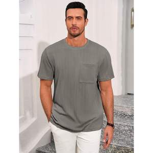Camiseta informal de verano 2025 para hombre, patrón 3D, manga corta, textura de punto, cuello redondo con bolsillo, Camiseta holgada de gran tamaño - Product Image 3