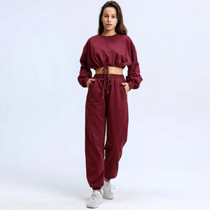 OEM Factory Bulk Supply High Quality Sustainable Cotton Women's Tracksuit <b>Set</b> 2026 Trendy <b>Lounge</b> Wear 2 <b>Piece</b> Jogger <b>Set</b> - Product Image 1