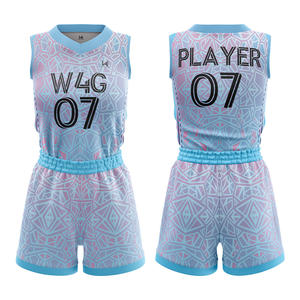 Ensemble d'uniformes de basketball pour femmes 100 % polyester sans manches, imprimé par sublimation, respirant, anti-humidité, séchage rapide - Product Image 1