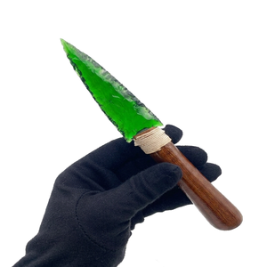 Couteau à manche en obsidienne verte cristalline, lame sculptée à la main en forme de pointe de flèche, décor spirituel, décor sorcelier, grossiste - Product Image 2