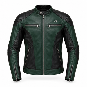 Chaqueta de Motocicleta de Cuero de Lujo |   Vino Tinto, Negro, Marrón, Verde |   Fabricante OEM ODM |   Diseño de Calidad Premium |   Resistente al viento | - Product Image 1