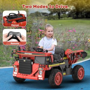 ANPABO 12V Ride On Dump Truck with <b>Remote</b> Control, Electric Dump Bed, Shovel & Safety <b>Key</b> Start - Product Image 4